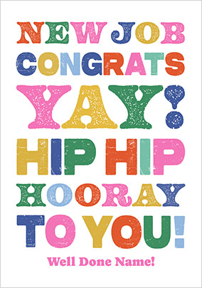 Letterpress Colourful New Job Congratulations Card