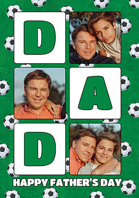 Football Dad 3 Photo Father's Day Card