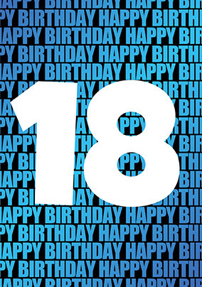 18TH Blue Birthday Card