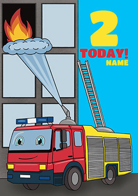 Fire Engine 2 Today Birthday Card