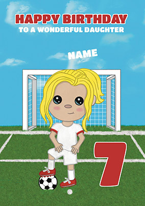 Footie Daughter 7th Birthday Card