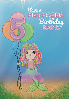 Mermazing 5th Personalised Birthday Card