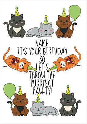 Purrfect Pawty Birthday Card