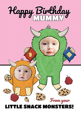 Mummy Snack Monster Photo Birthday Card