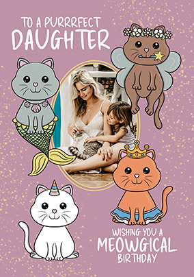 Purrfect Daughter Photo Birthday Card