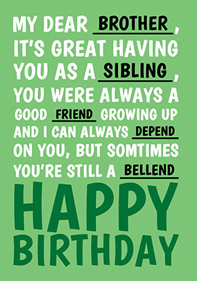Bellend Brother Personalised Birthday Card