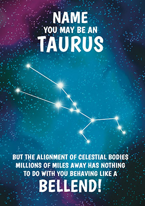 Taurus Bellend Personalised Birthday Card