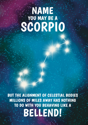 Scorpio Bellend Personalised Birthday Card