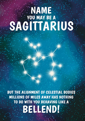 Sagittarius Bellend Personalised Birthday Card
