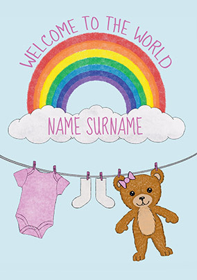 Welcome to the World Pink New Baby Personalised Card