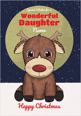 Daughter Reindeer Christmas Card