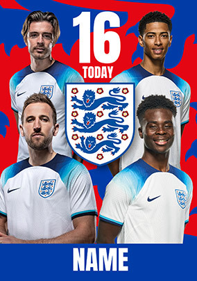 16 Today England Football Personalised Birthday Card