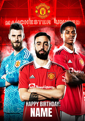 Man u Football Personalised Birthday Card