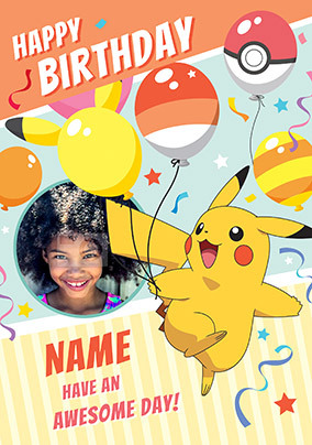 Pokemon - Awesome Day Photo Birthday Card