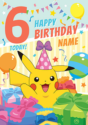 Pokemon - 6 Today Personalised Birthday Card