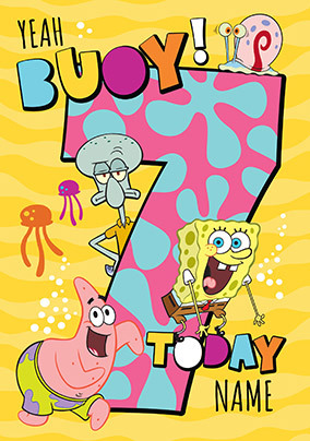 SpongeBob Buoy 7 Today Birthday Card