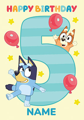 Bluey Personalised 5th Birthday Card