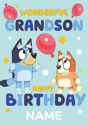 Bluey Personalised Grandson Birthday Card