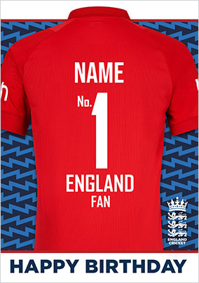 No.1 England Fan Red Cricket  Shirt