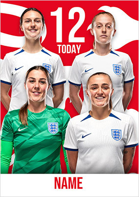 England Football Team 12 Today Birthday Card