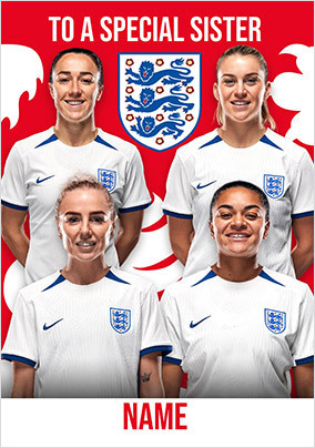England Football Team Sister Birthday Card