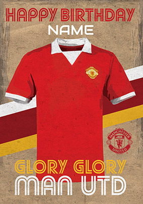 Man U Retro Shirt Personalised Birthday Card