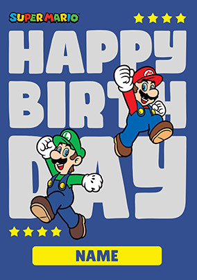 5 Star Super Mario personalised Birthday Card