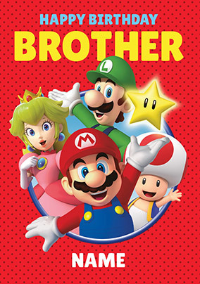 Brother Super Mario personalised Birthday Card