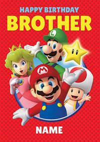Brother Super Mario personalised Birthday Card