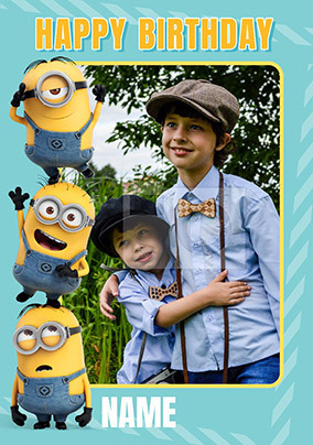 Three Minions Photo Birthday Card