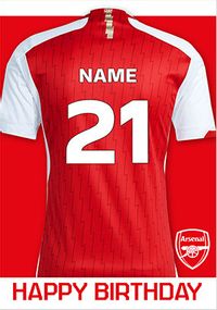 Arsenal - 21st Birthday Shirt Personalised Card