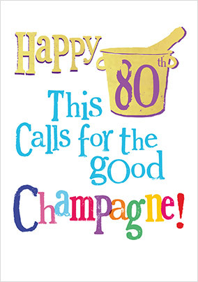 Champagne 80th Personalised Birthday Card