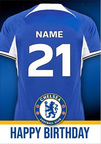 Chelsea Shirt Personalised Birthday Card