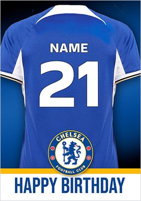 Chelsea Shirt Personalised Birthday Card
