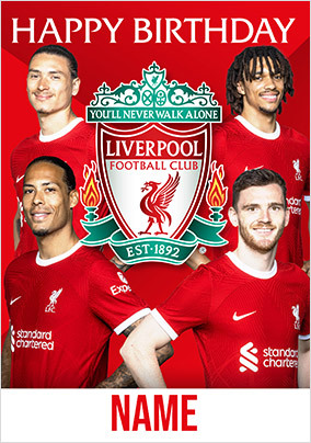 Liverpool Players and Crest Birthday Card