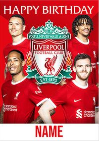 Liverpool Players and Crest Birthday Card