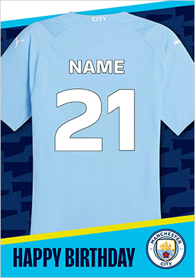 Man City Shirt Birthday Card