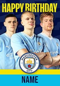 Man City 3 Players  Birthday Card