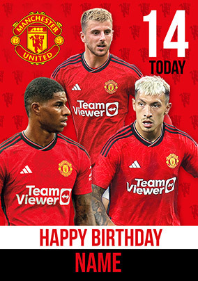 Man United - 14th Birthday Personalised Players Card