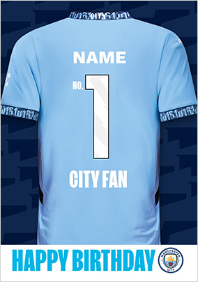 Manchester City Football T-shirt Birthday Card