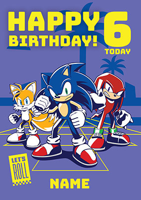 Sonic - 6 Today Birthday Card