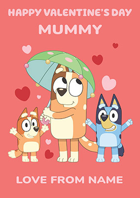 Bluey Mummy Personalised Valentine Card