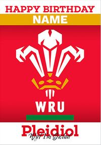 Welsh Rugby Crest Personalised Birthday Card