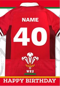 Welsh Rugby Shirt Personalised Birthday Card
