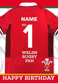 No.1 Welsh Rugby Fan Personalised Birthday Card