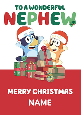 Wonderful Nephew Bluey Christmas Card