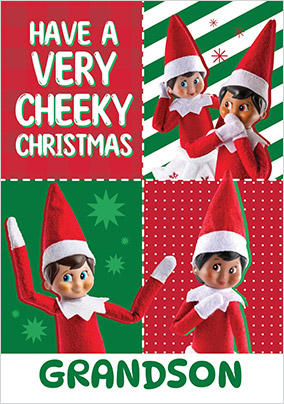 Cheeky Grandson Elf on the Shelf Christmas Card