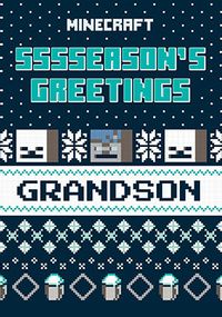 Grandson Minecraft Christmas Card