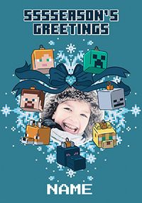 Tap to view Season's Greetings Photo Minecraft Christmas Card