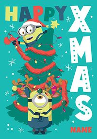 Decorating the Tree Minions Christmas Card